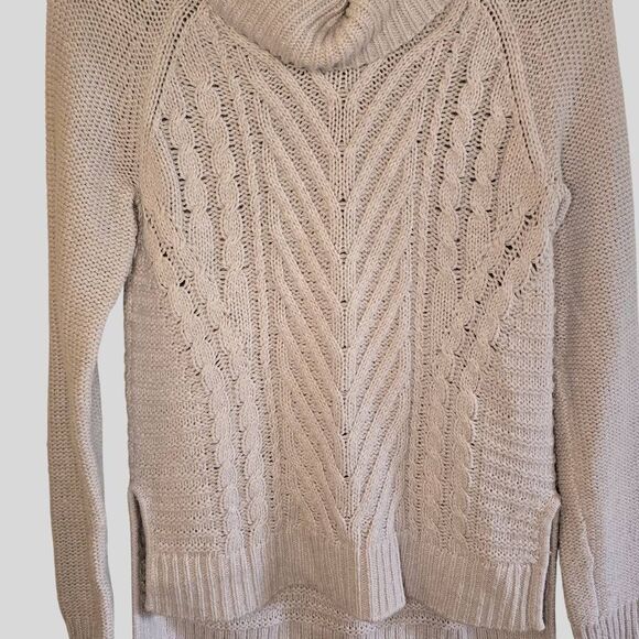 ELLE Cowl Neck Sweater Women’s Size Small Lilac Purple Cable Knit Relaxed Fit - Picture 6 of 13